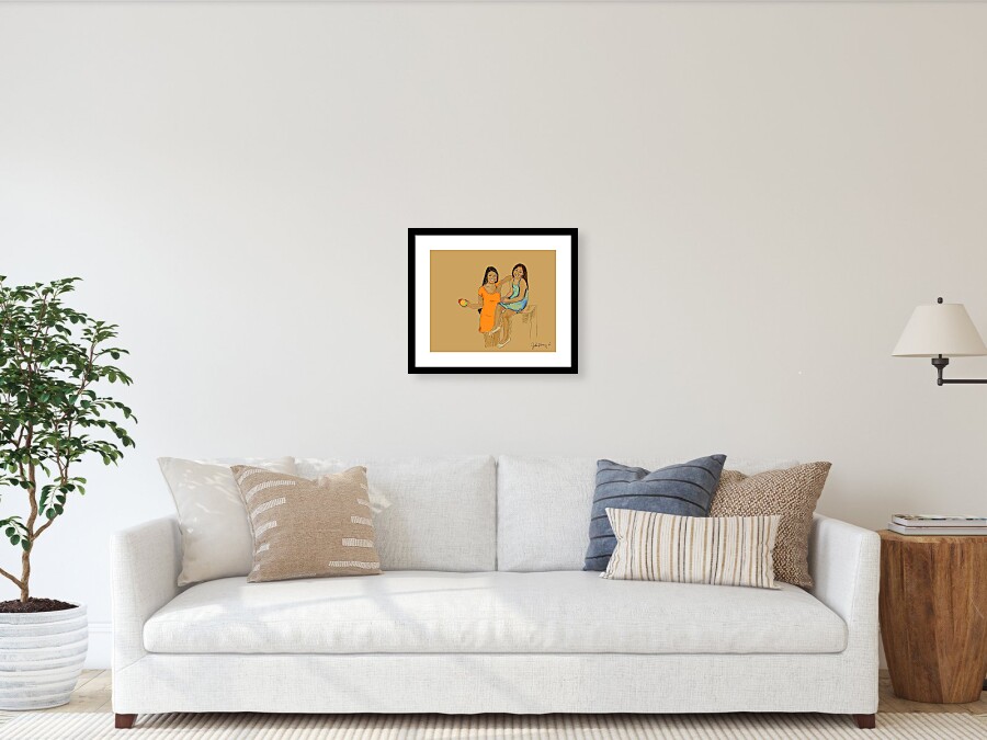 Hawaiian Girls Digital Charcoal by Julia Fong